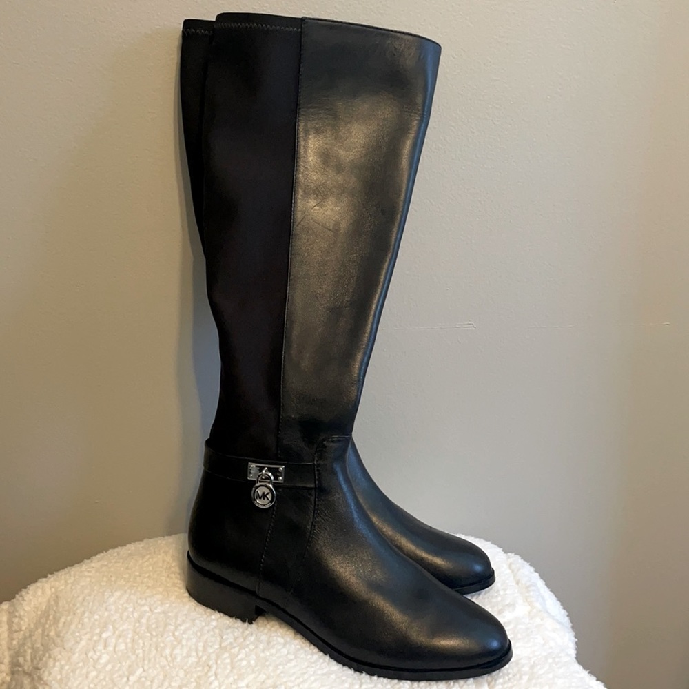 Michael Kors Hamilton Tall Black Leather Boots